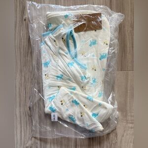 Woof -Kyte Baby Baby Blue and Cream Animal Print Sleep Sack